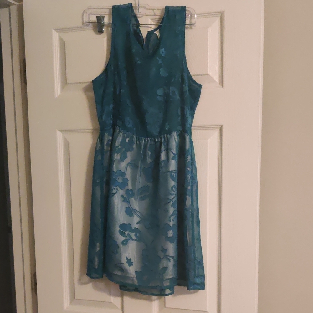 Elegant Teal Floral Dress